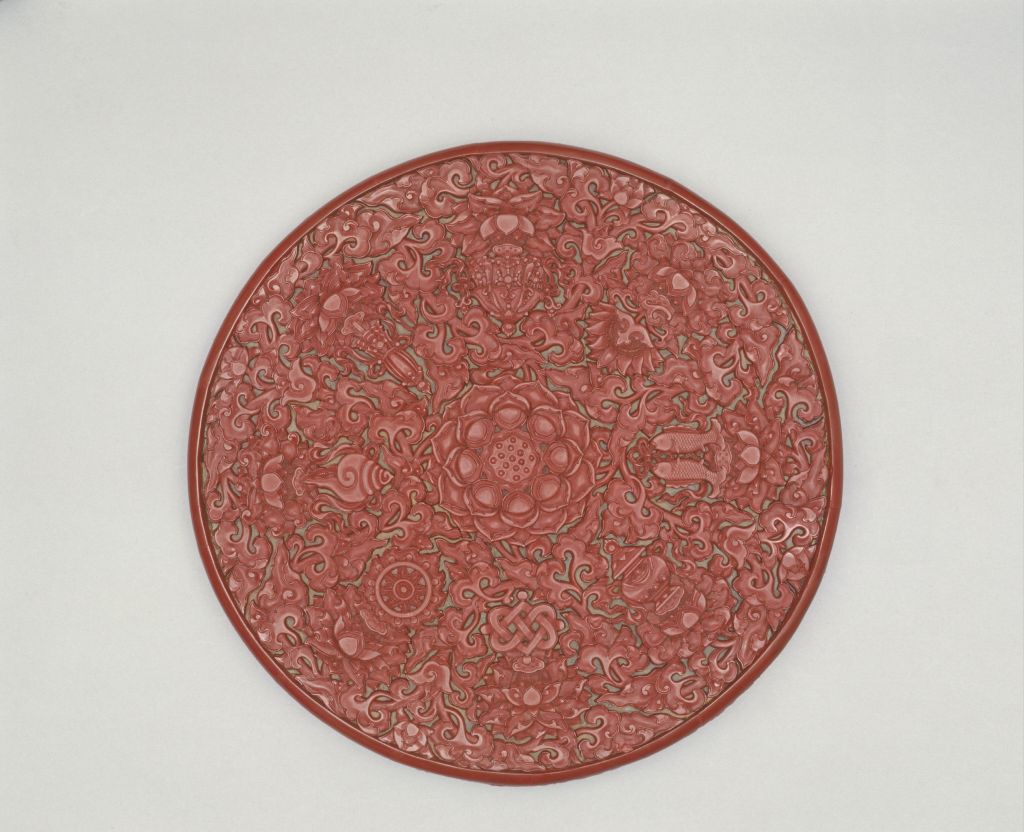 图片[3]-Round box with eight auspicious patterns on red lotus-China Archive